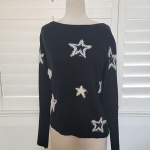Solution Black with White Stars Oversized Sweater Size M